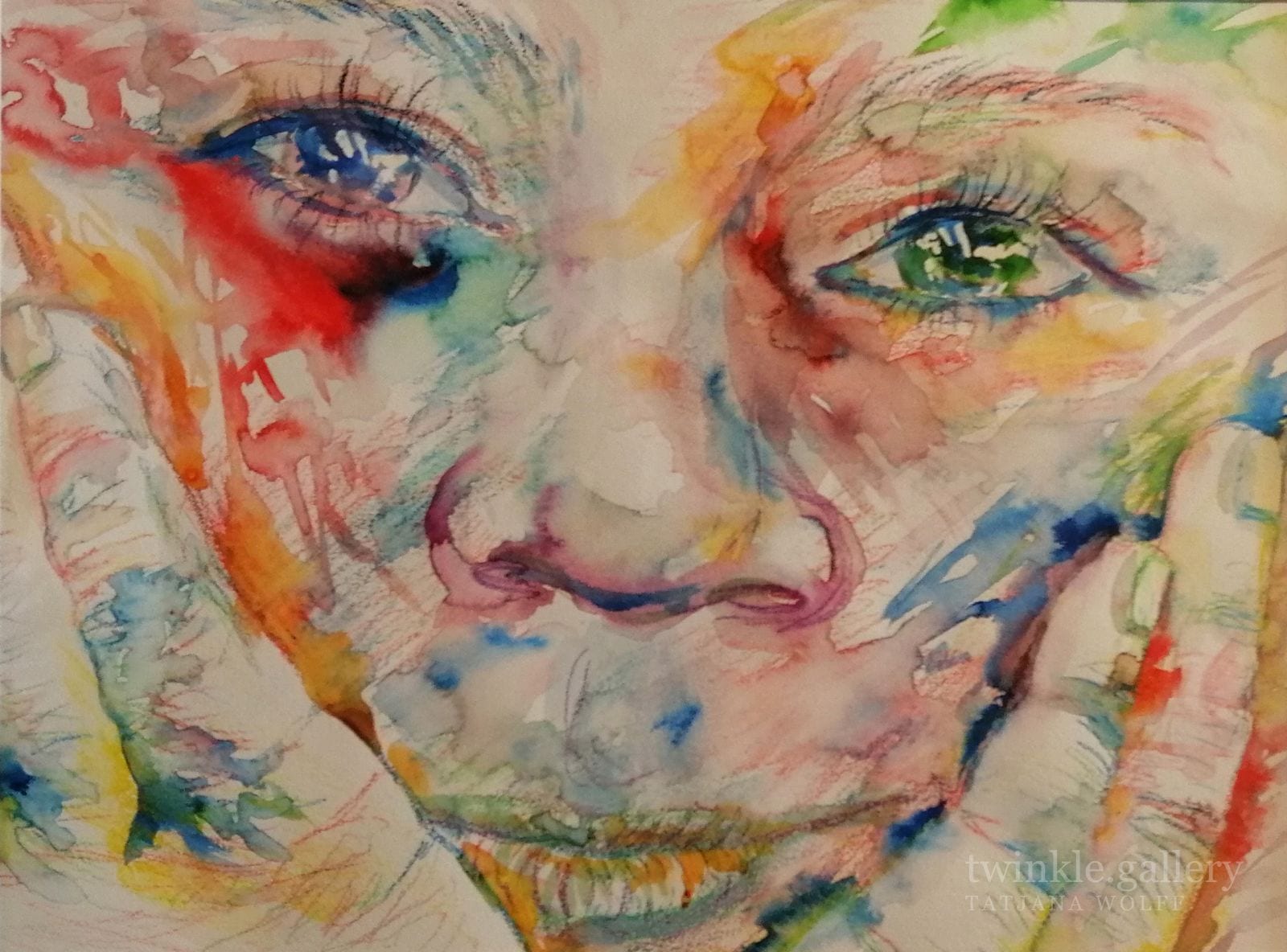 Kind multicolor Portrait Aquarell modern – Portraits