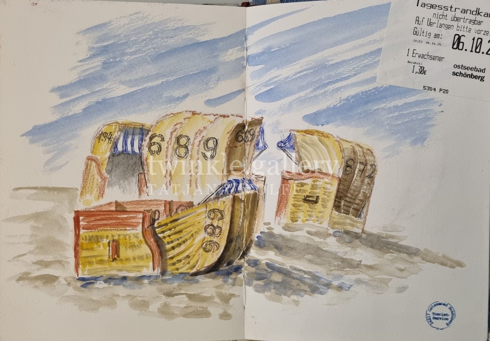 usk strandkoerbe schoenberg – Urban Sketching