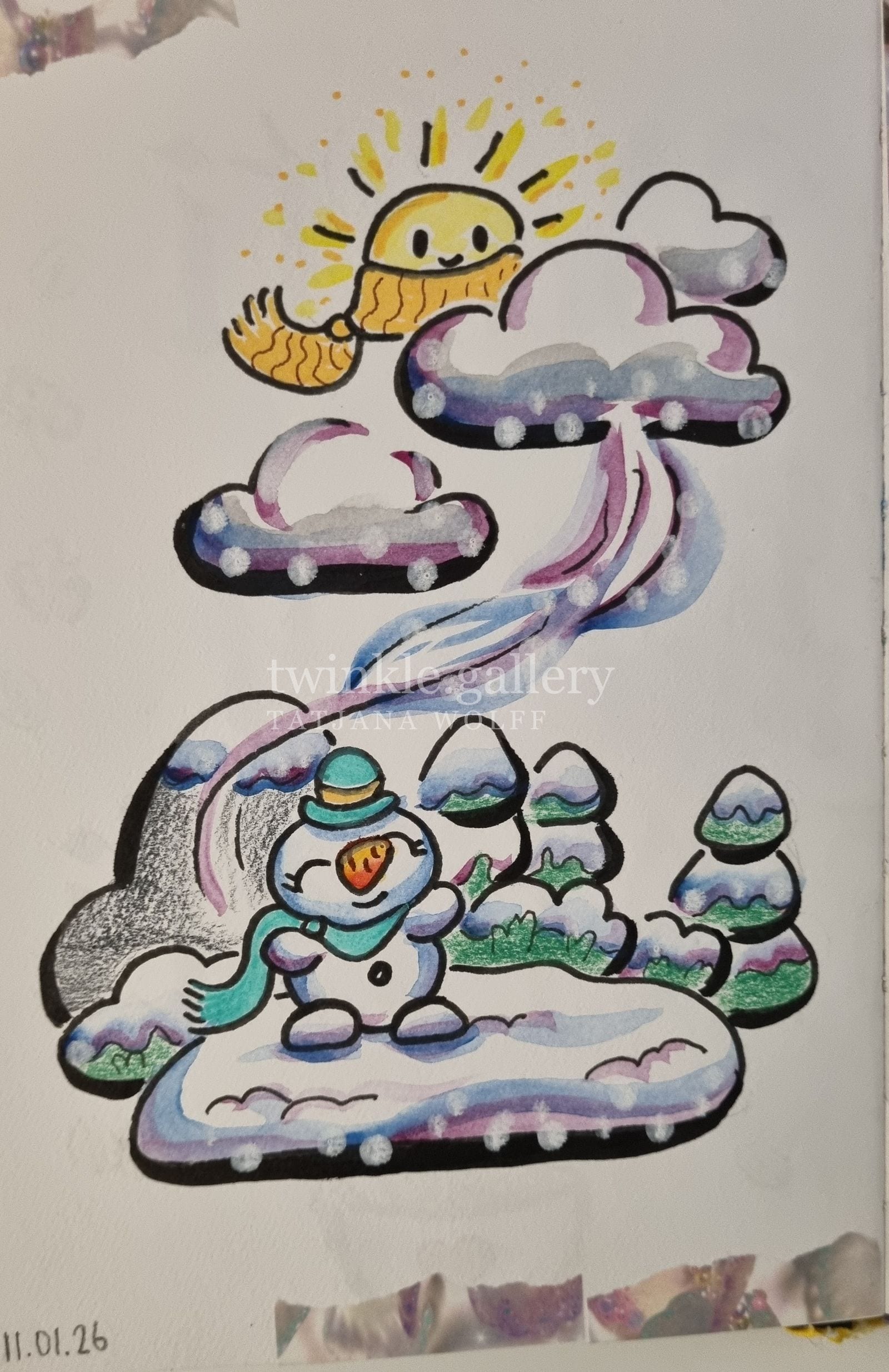 kawaii winter schneemann – Portraits